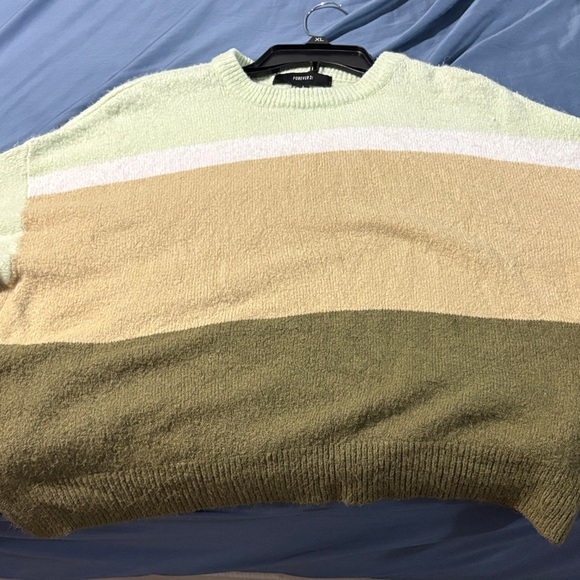 Trendyol Other - Forever 21 Women Sweater with Green and Cream Stripes large some piling and wear